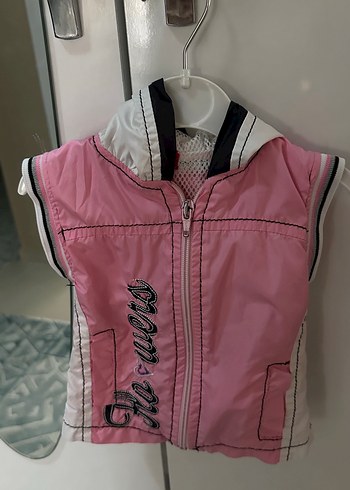 9-12 Ay Beden Kız Çocuk Pembe Fermuarlı Spor Yelek