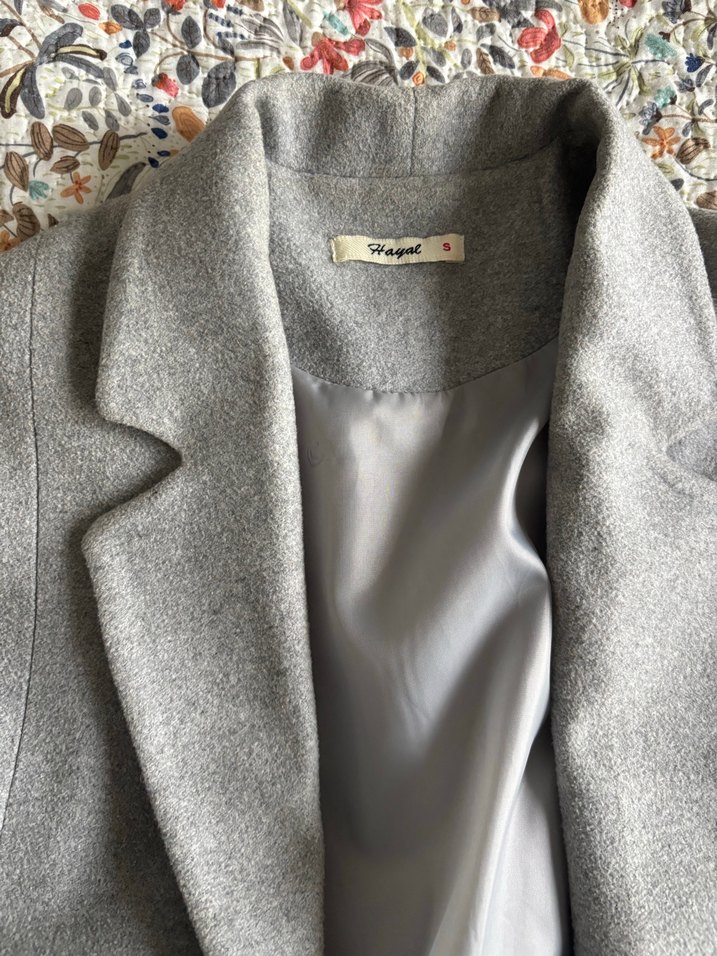 Kemerli Gri Uzun Kaban - Görsel 2