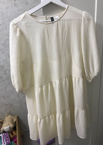 H&M Beyaz Midi Elbise