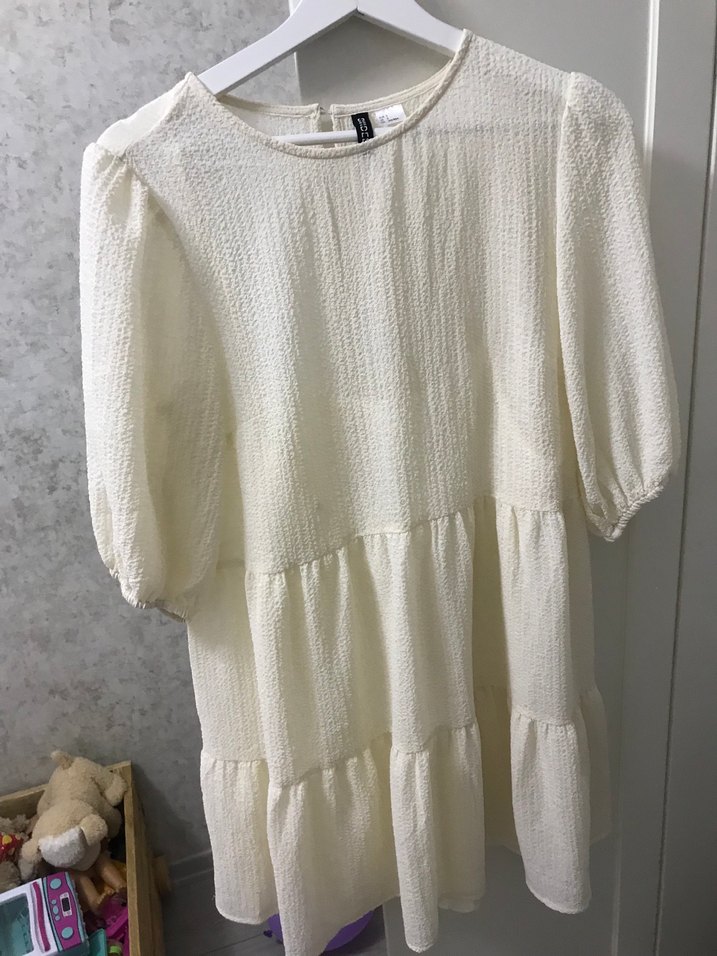 Beyaz  Midi Elbise - Görsel 2