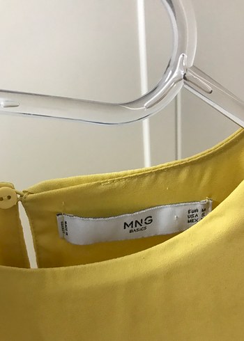 Sarı Kadın Kısa Kollu Saten Bluz - Görsel 3