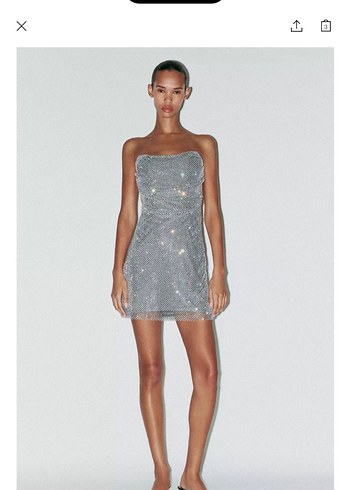 Gri Kareli Straplez Mini Elbise - Görsel 3