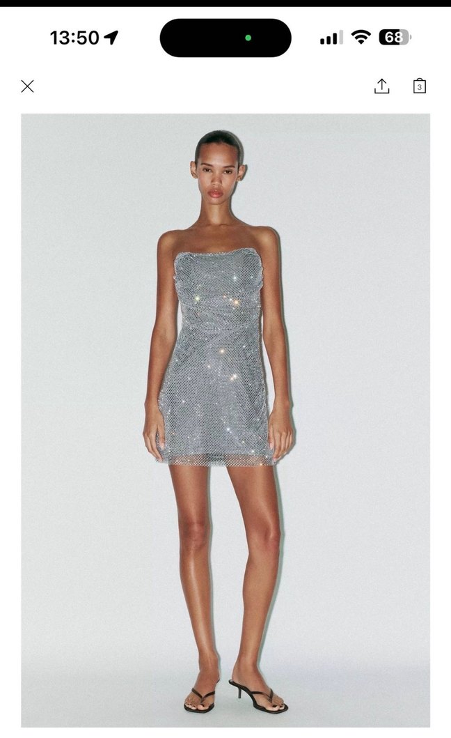 Gri Kareli Straplez Mini Elbise - Görsel 3