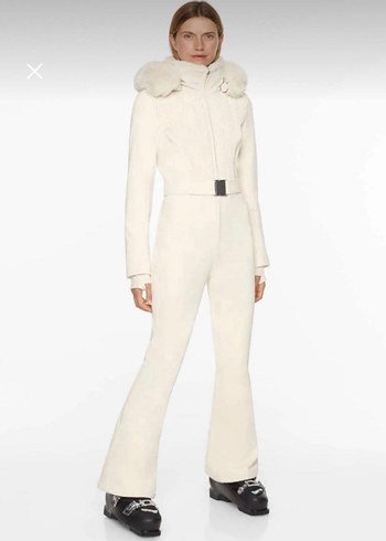 Beyaz Kürklü Bebek Kız Kayak Tulumu - Görsel 4