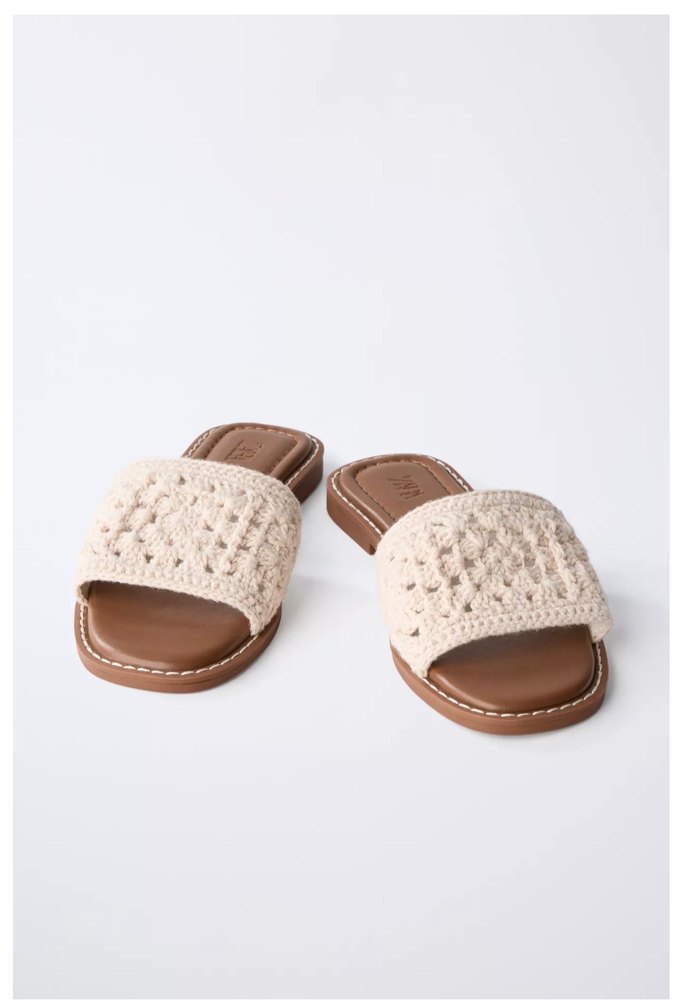 Bej Örgü Kadın Terlik Blok Topuklu - Görsel 3