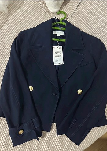 Lacivert Kısa Denim Kadın Blazer Ceket - Görsel 2