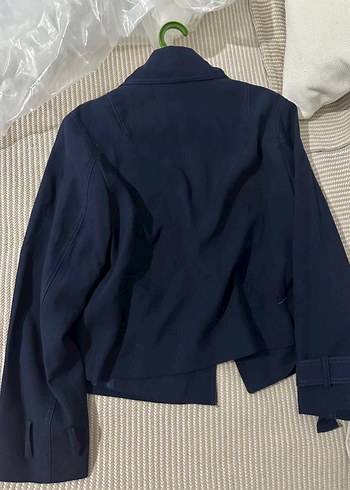 Lacivert Kısa Denim Kadın Blazer Ceket - Görsel 3