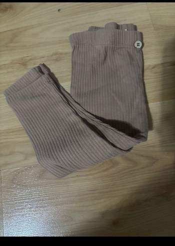 Düğmeli Bej Kız Tayt - Görsel 2