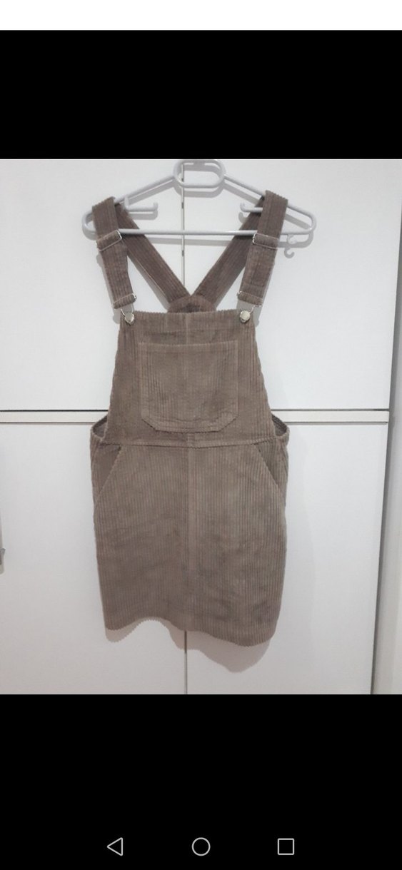 Bej Süet Askılı  Salopet - Görsel 2