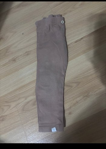 Düğmeli Kız Çocuk Kahverengi Tayt - Görsel 2