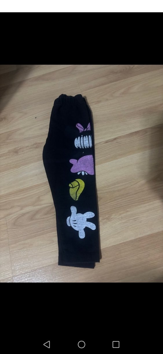 Kız Çocuk Siyah Baskılı Rahat Tayt - Görsel 2