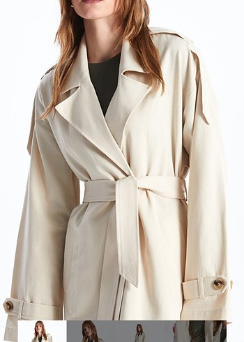 Bej Kemerli Kadın Trençkot - Görsel 2