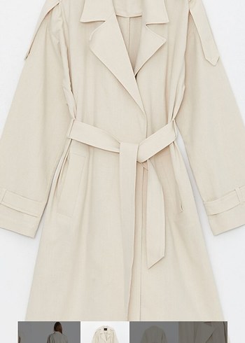 Bej Kemerli Kadın Trençkot - Görsel 3