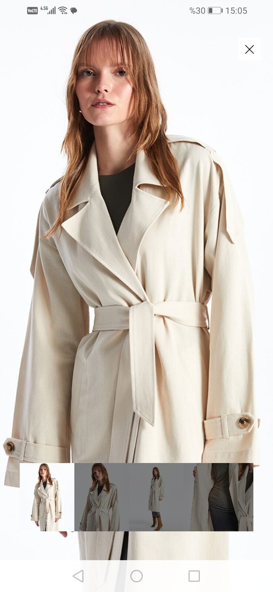 Bej Kemerli Kadın Trençkot - Görsel 2