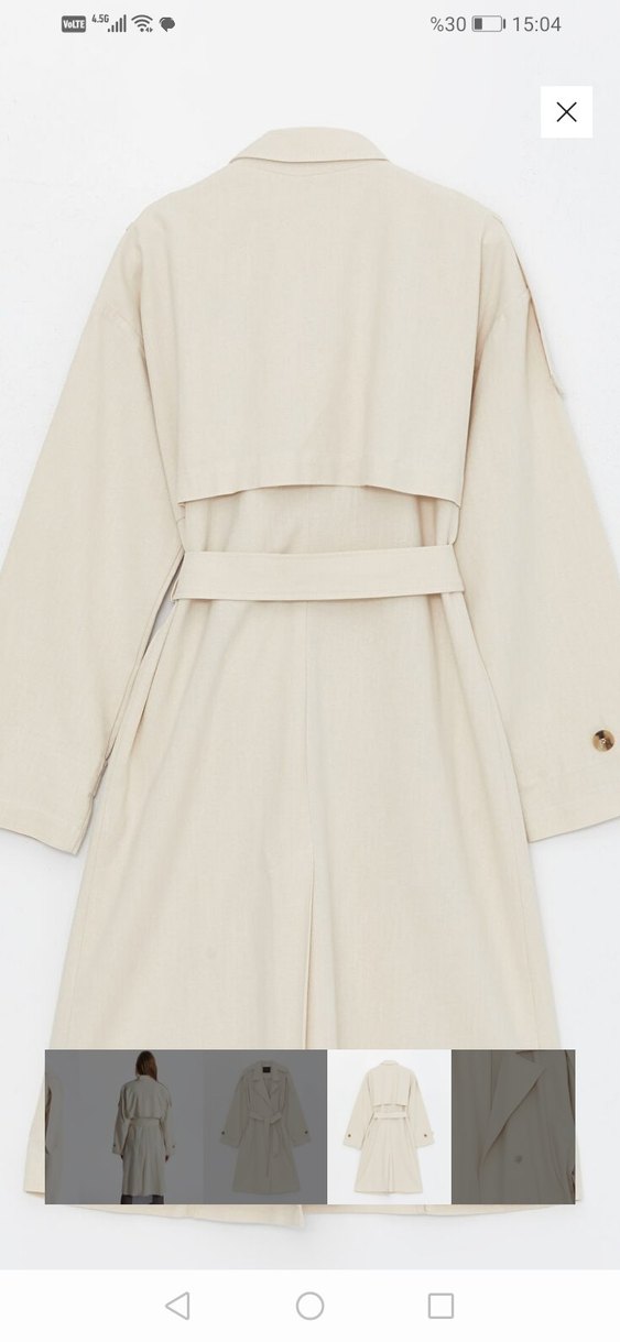 Bej Kemerli Kadın Trençkot - Görsel 4