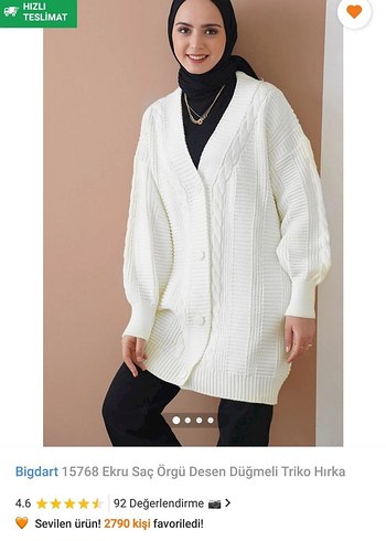 Beyaz Örgü V Yaka Midi Hırka - Görsel 4