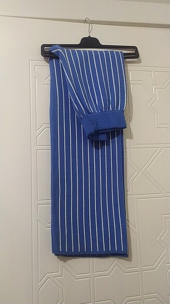 Pamuklu mavı cızgılı gömlek pantolon takımı M(38) beden - Görsel 2