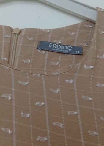 Bej Uzun Keten Uzun Kollu Elbise M Beden - Görsel 3