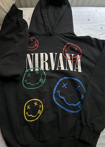 Nirvana Baskılı Siyah Kadın Sweatshirt