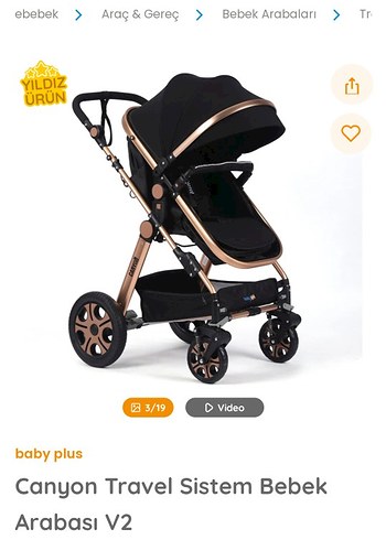 0 - 13 kg Beden Baby Plus Canyon Travel Sistem Bebek Arabası V2