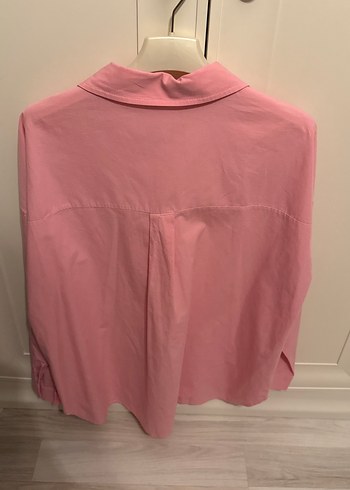 Pembe Düğmeli Uzun Kollu Pamuk Gömlek - Görsel 2