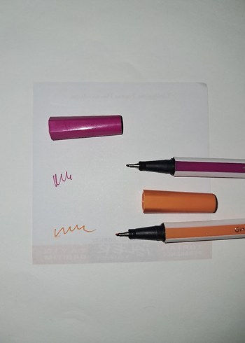 Renkli Pembe ve Turuncu İnce Uçlu Kalemler - Görsel 4