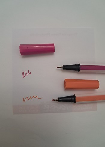 Renkli Pembe ve Turuncu İnce Uçlu Kalemler - Görsel 3