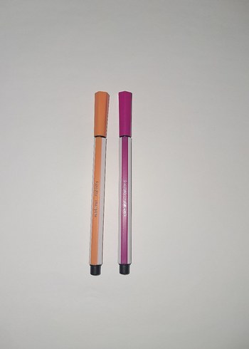 Renkli Pembe ve Turuncu İnce Uçlu Kalemler - Görsel 2