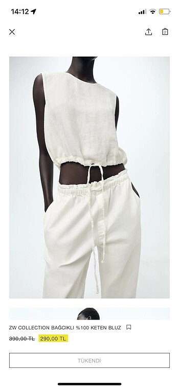 xs Beden ZW COLLECTION BAĞCIKLI 0 KETEN BLUZ