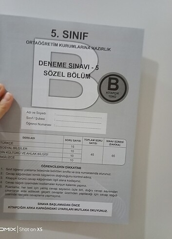  5. SINIF A B SÖZEL DENEME SINAVLARI
