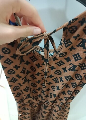 8 Yaş Beden Louis Vuitton Desenli 7-8 Yaş Kısa Kollu Tulum