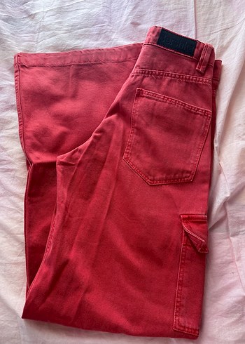 Kırmızı Süet Bol Kesim Kadın Pantolon - Görsel 2