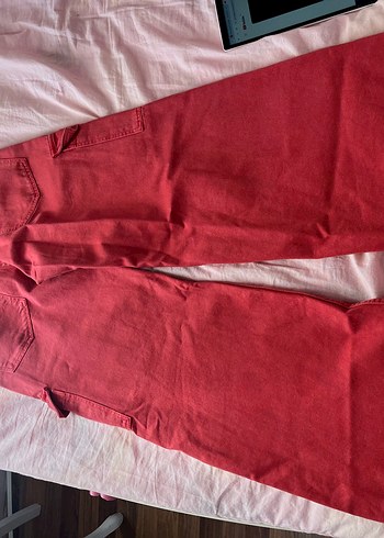 Kırmızı Süet Bol Kesim Kadın Pantolon - Görsel 5
