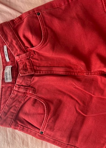 Kırmızı Süet Bol Kesim Kadın Pantolon - Görsel 4