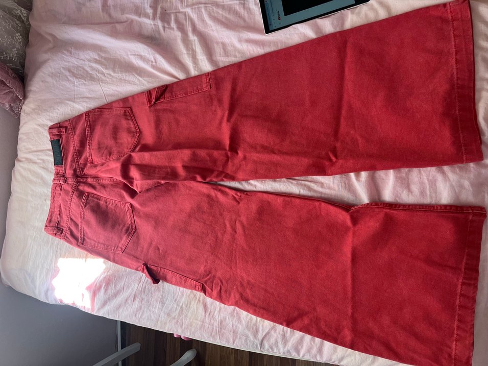 Kırmızı Süet Bol Kesim Kadın Pantolon - Görsel 5