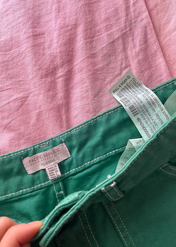 Düğmeli Yeşil Kadın  Pantolon - Görsel 4