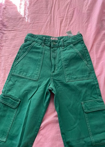 Düğmeli Yeşil Kadın  Pantolon - Görsel 6