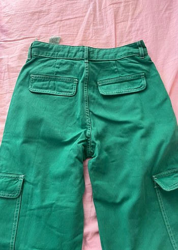 Düğmeli Yeşil Kadın  Pantolon - Görsel 7