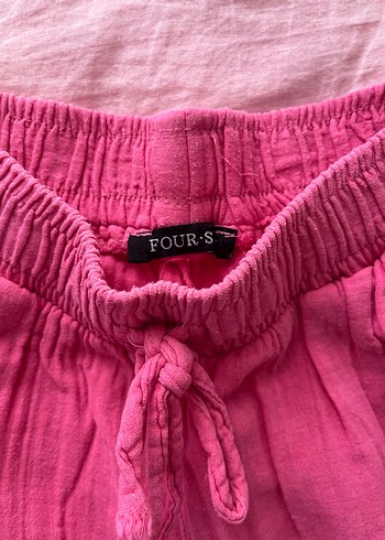 Pembe keten müslim kadın pantolon - Görsel 4