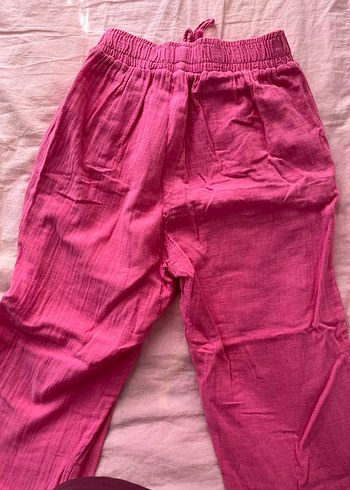 Pembe keten müslim kadın pantolon - Görsel 2