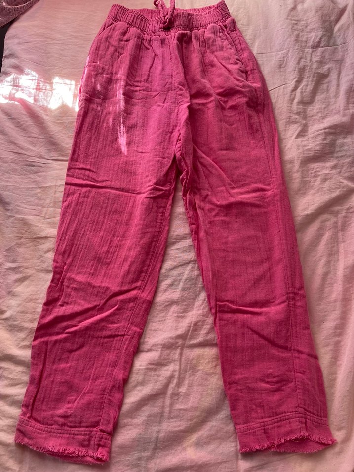 Pembe keten müslim kadın pantolon - Görsel 3