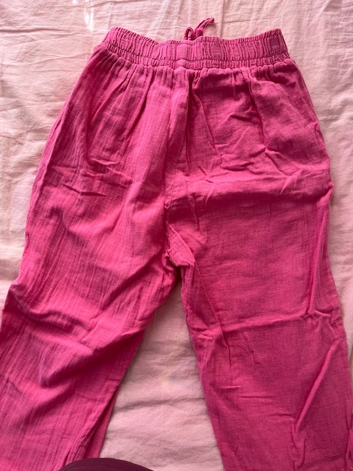 Pembe keten müslim kadın pantolon - Görsel 2