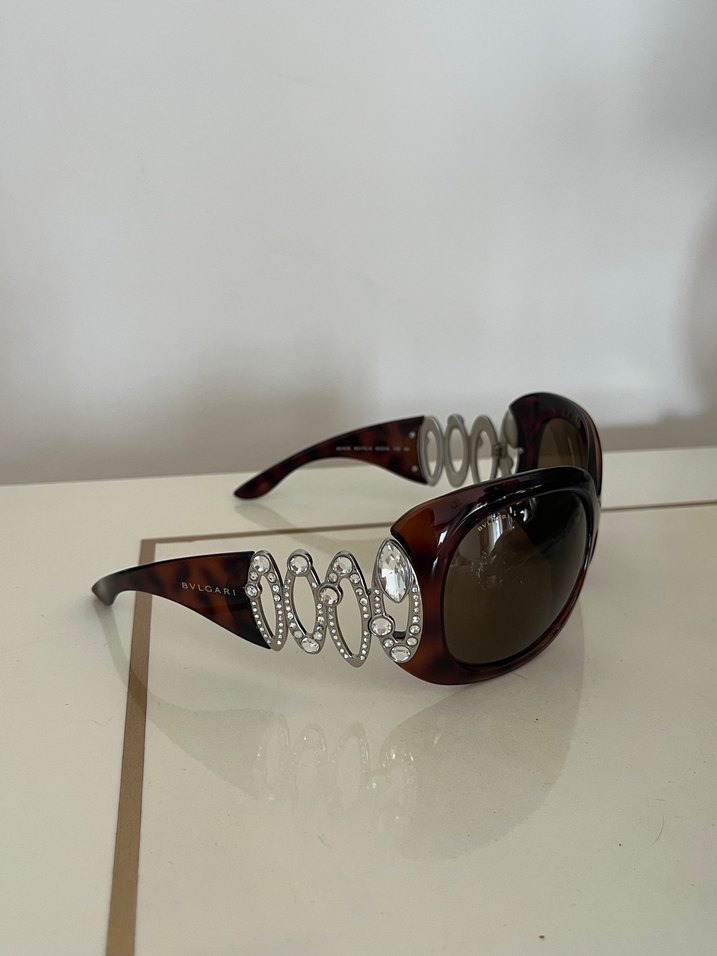 Bvlgari Zincir Detaylı Kahverengi Gözlük - Görsel 2