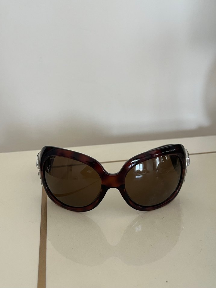 Bvlgari Zincir Detaylı Kahverengi Gözlük - Görsel 5