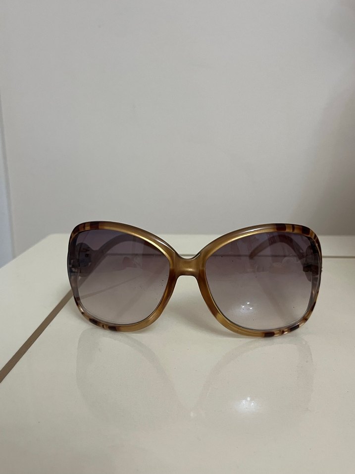 Bej Şeffaf Kadın Vintage Güneş Gözlüğü - Görsel 2