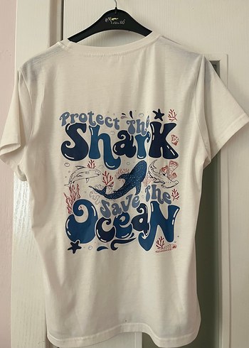 s Beden beyaz Renk Mavi baskılı tshirt