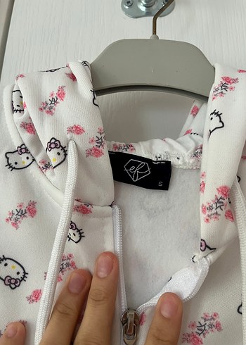 s Beden beyaz Renk Beyaz hello kitty Kapüşonlu Fermuarlı Sweatshirt