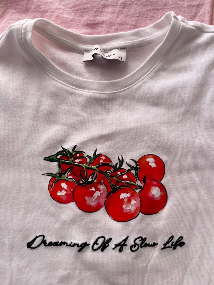 Domates baskılı çok şeker baby tee tişört - Görsel 2