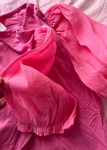 H&M Pembe balon kollu Tişört