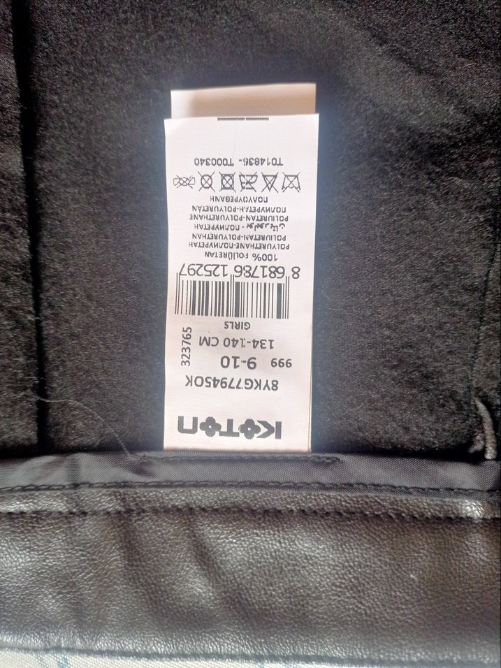 kız çocuk Fermuarlı Siyah Deri Mini Etek - Görsel 3